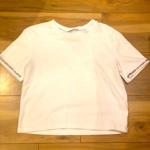 Zara White Shirt With Studded Sleeve’s